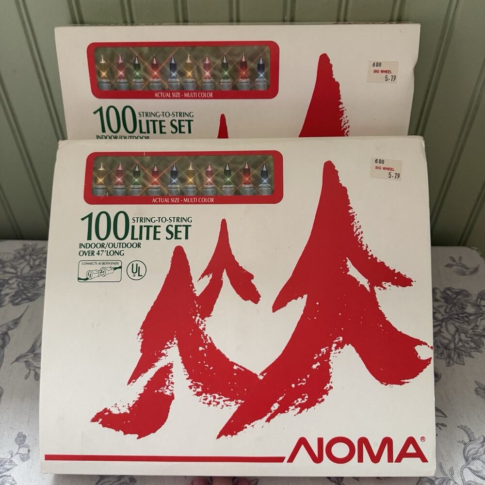 Vtg New Noma Multi Color Christmas Mini 100 Lights Set 2 47’ Indoor Outdoor Lot